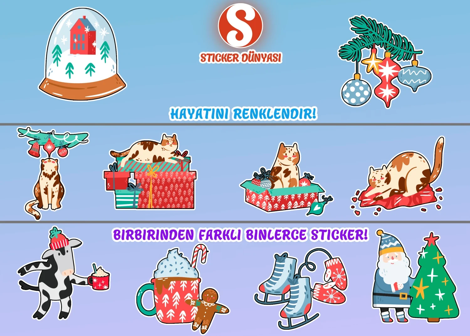 Yılbaşı Yeniyıl Temalı Sticker Koleksiyonu (Yılbaşı2) görsel 4